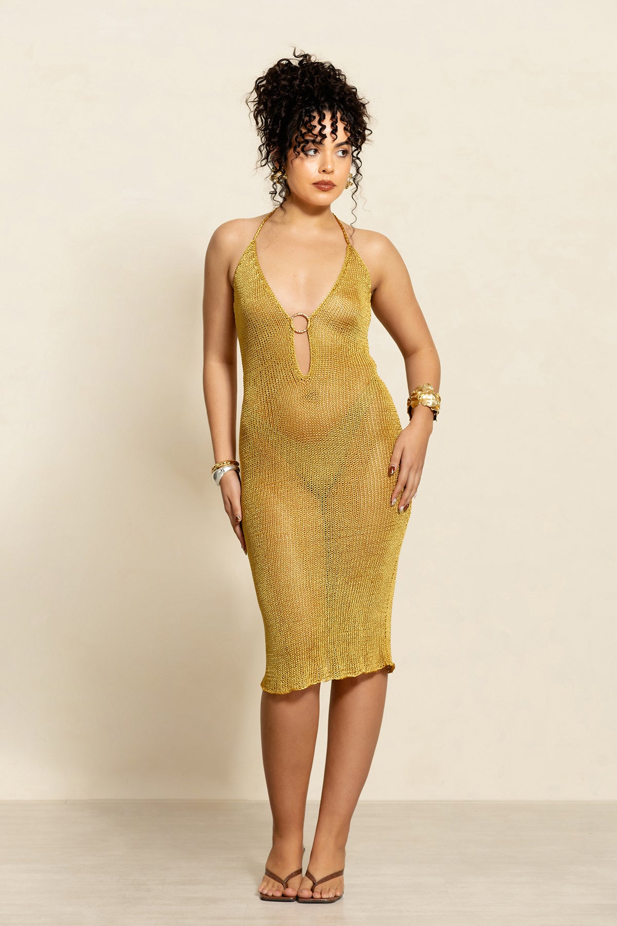 Vestido Midi Gold